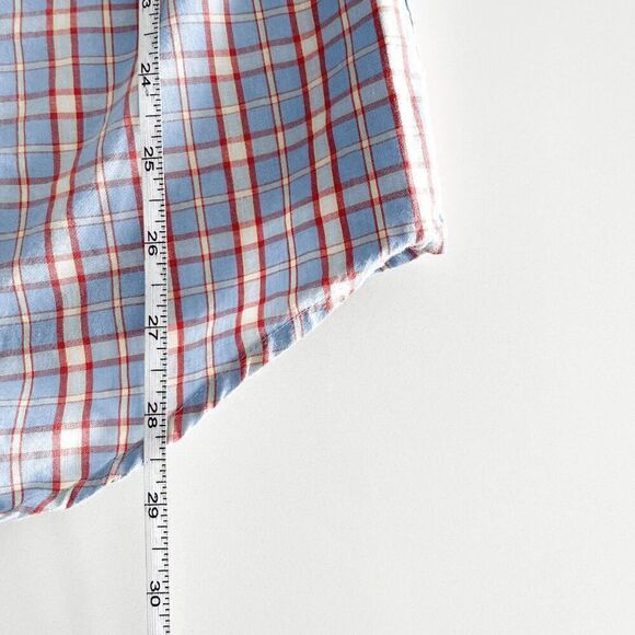 Quiksilver Mens Regular Fit Plaid Short Sleeve Button Up Shirt Blue Red Medium - Picture 6 of 6